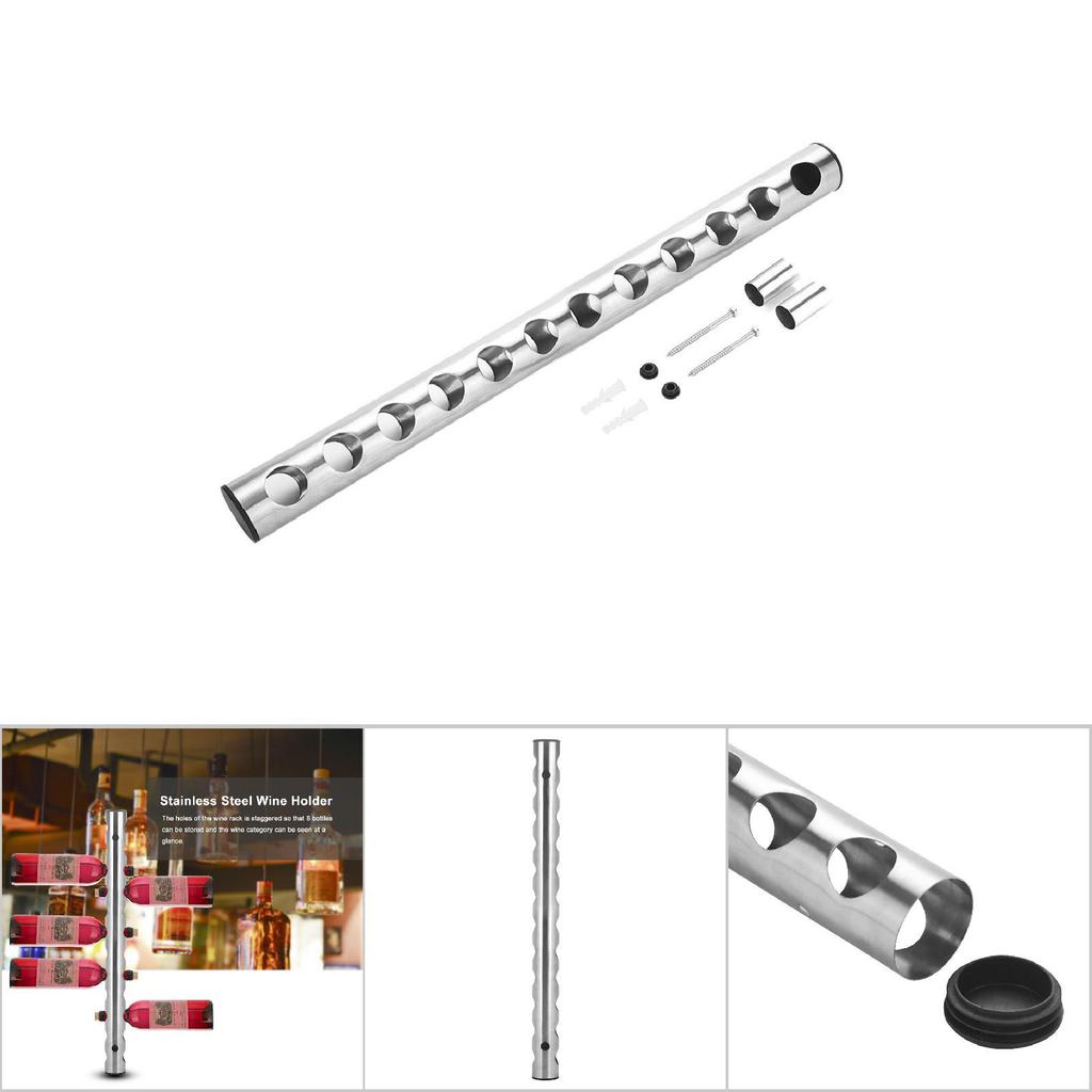Stainless Steel Wine Rack Wall Mounted Kitchen Home Bar Holder Wines Shelves(12 Holes)