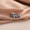 Simple Creative Dot Wave Triangle Geometric 925 Sterling Silver Jewelry Wide Face Retro Exquisite Opening Rings R031