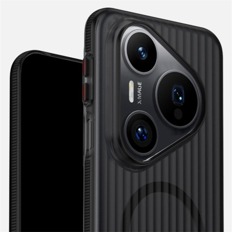 Applicable To Huawei Pura90Pro Mobile Phone Case Corrugated Grating Magnetic Anti-skid nova14Pro Anti-drop Protective Case