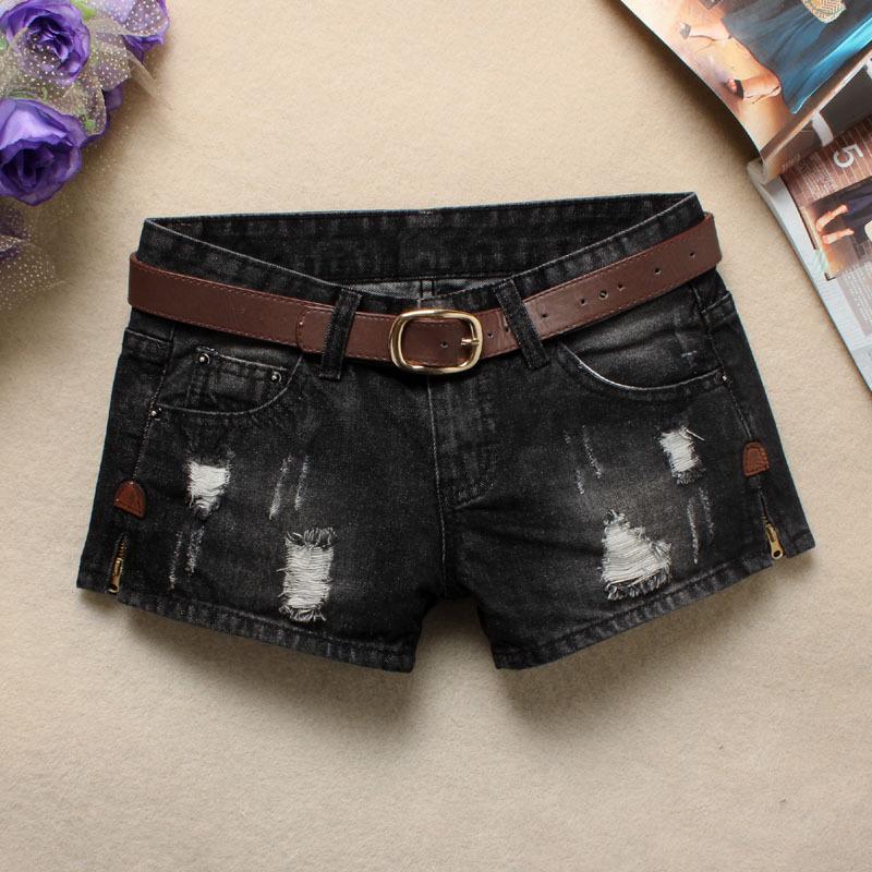 Summer Women'S Trendy Hole Denim Shorts Fashion Beggars Shorts Jean Low Waist Jeans Shorts Without Belt