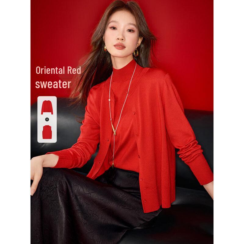 Elegant Women s Knit Cardigan and Vest Two-Piece Set M