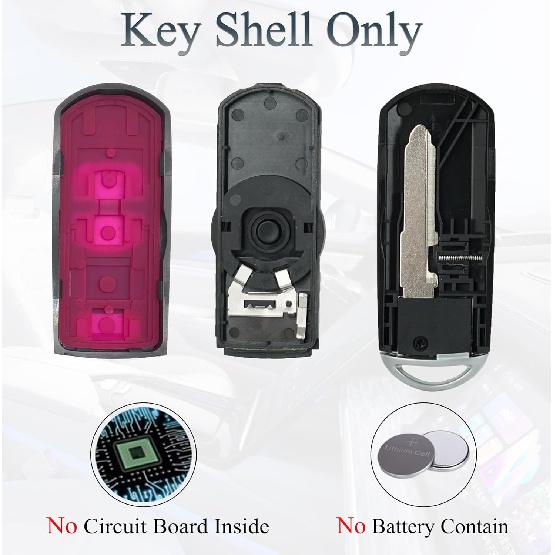Key Fob Shell Case Replacement Fits For Mazda 3 6 Miata MX-5 CX-5 CX-9 2014 2015 2016 2017 2018  Keyless Entry Remote Control 4 Button Pad Key Fob
