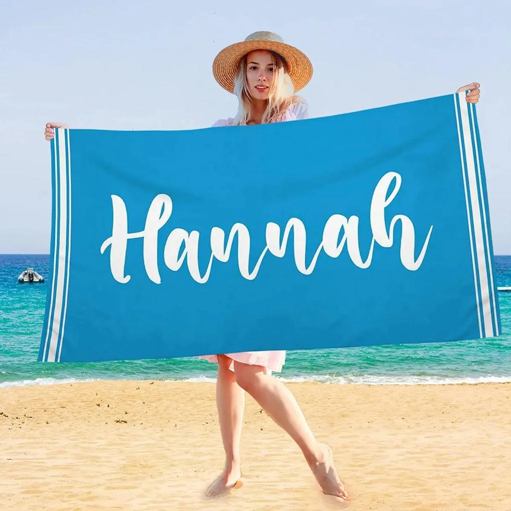 Personalized Beach Towel Customized Name Text Custom Bath Towel For Beach Gym Bathroom Own Design Pool Towel For Women Kids Gift