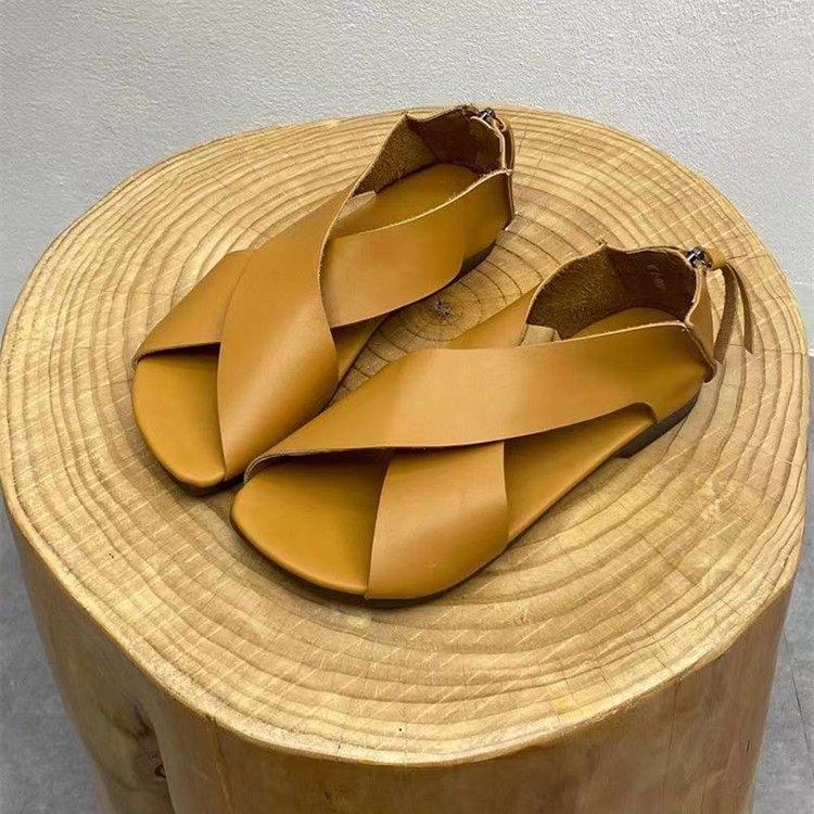 Summer new popular high-value wasteland style retro sandals women's foreign style flat bottom non-slip comfortable Roman sandals