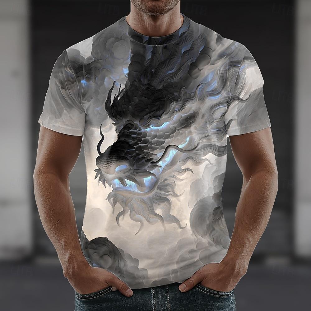 Herren Wolf Grafikdrucke Hemd T-Shirt Tee Kurzarm T-Shirt 3D Druck Rundhals Hemd Designer Freizeit Groß und Groß Täglich Urlaub Blau