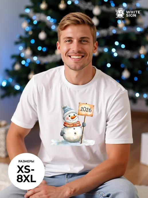 Oversized Snowman 2026 Christmas print T-shirt S