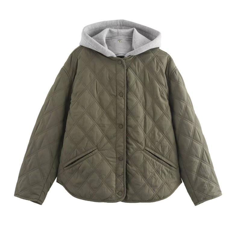 Street Fashion Quilted Hooded Padded Jacket Womens Casual Winter Coat