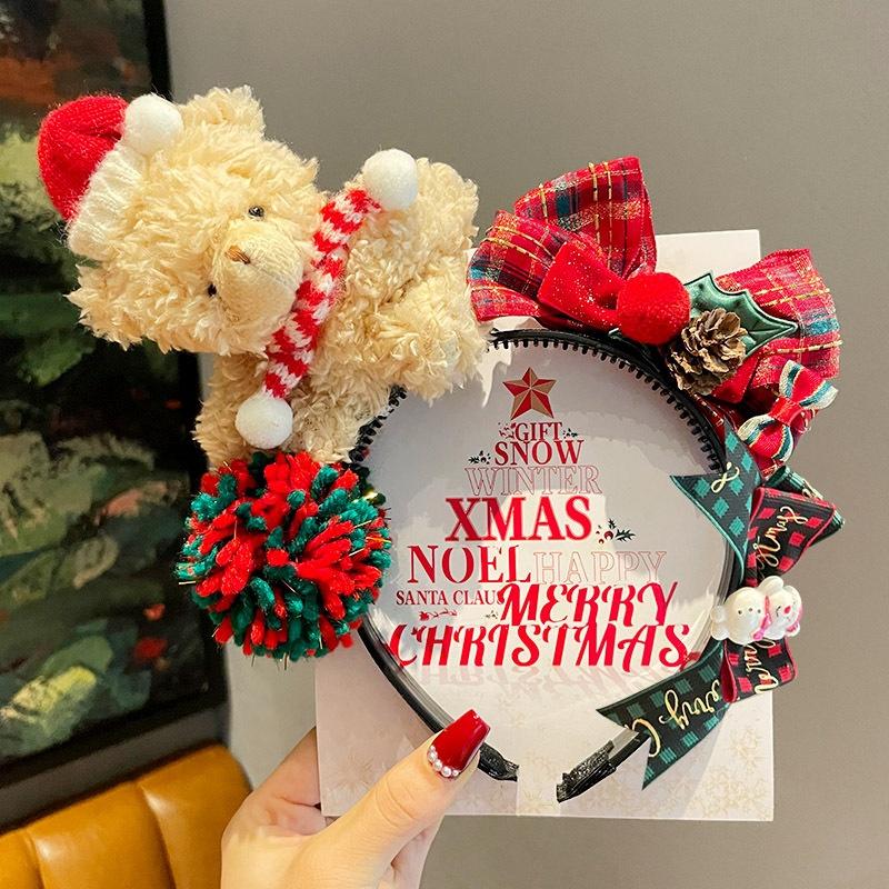 Kawaii Christmas Headband Cute Cartoon Bow Christmas Tree Hairband Festival Party Sweet Hair Accessories Girl Christmas Gift
