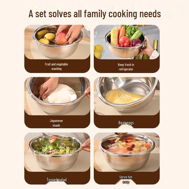 ZISIZ 316 Stainless Steel Mixing Bowl Set