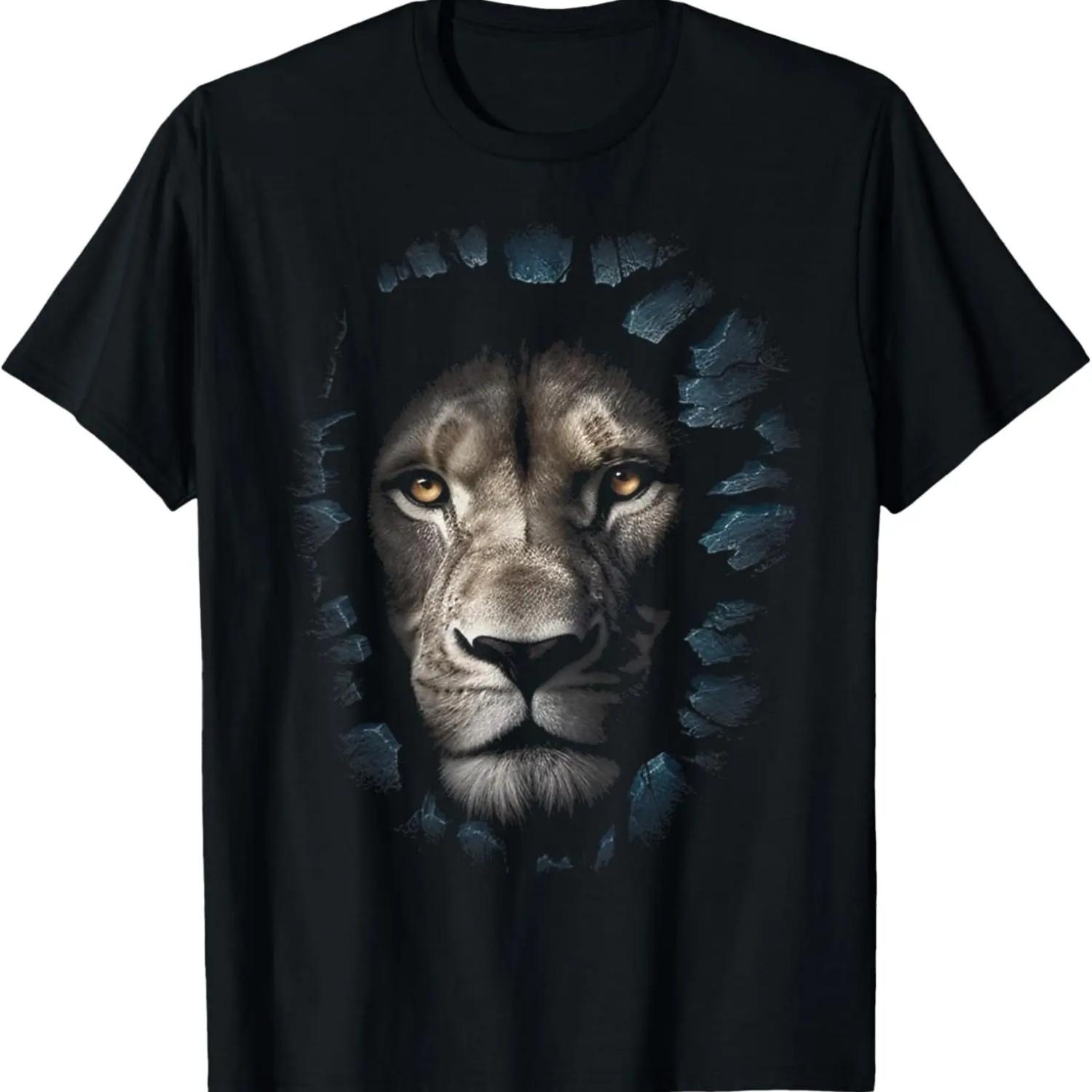 Лев Настенный Животный Мотив Зоопарк Хищная Кошка Лев Футболка XXXXXL чёрный