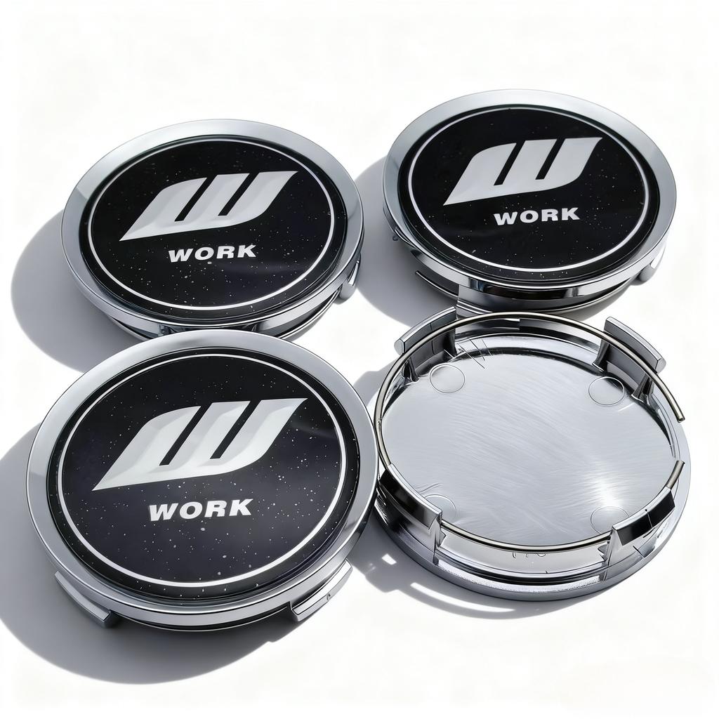 4pcs JDM W Work Logo Emblem Car Wheel Center Caps 74MM Clips 69MM Wheels Hub Dust Cap Rim Hubcaps Cover Replace Car Accessories