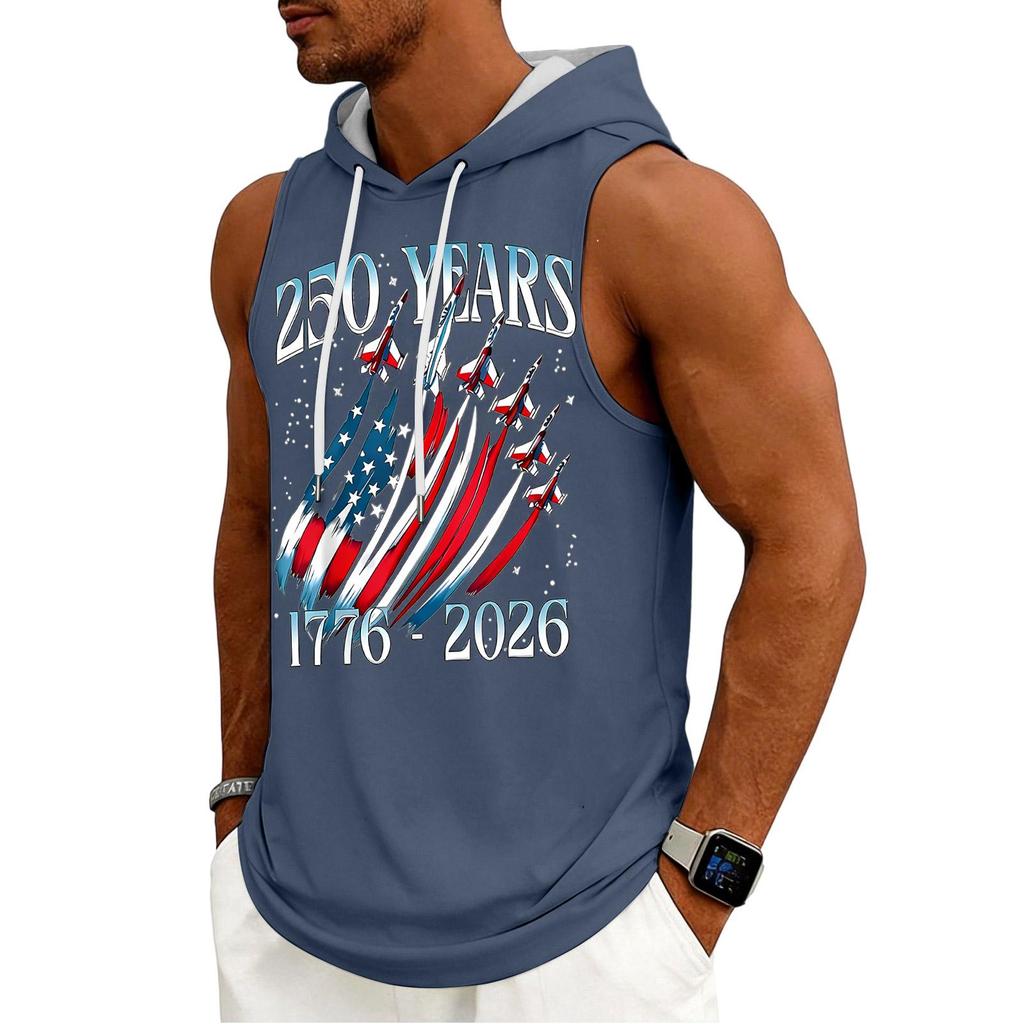 Men's Tank Top Gym Sleeveless Hoodie Shirt Washed Sports Muscle Shirts Fitness Vest With Hood