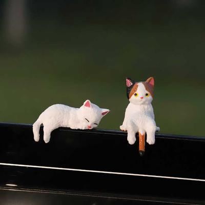 1 Stuks Schattige Mini Cartoon Auto Kat Ornamenten Auto Schermrand Decoratie Kat Micro Landschap Model Creatieve Auto Accessoires Cadeaus