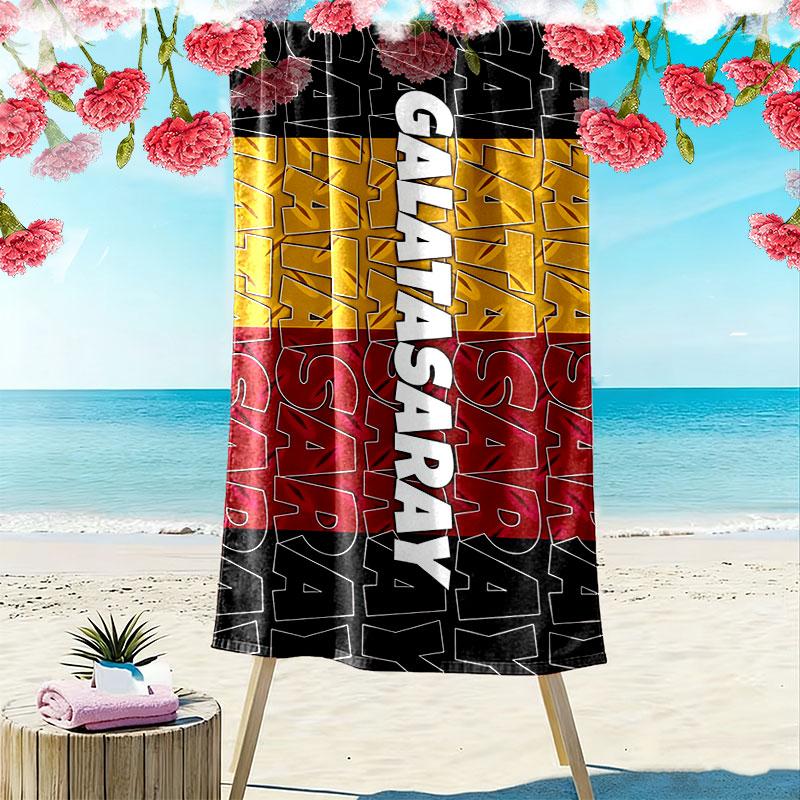 Galatasaray Spor Kulübü Print Strandtuch, Großes Weiches Schnelltrocknendes Handtuch für Strand Camping Schwimmen