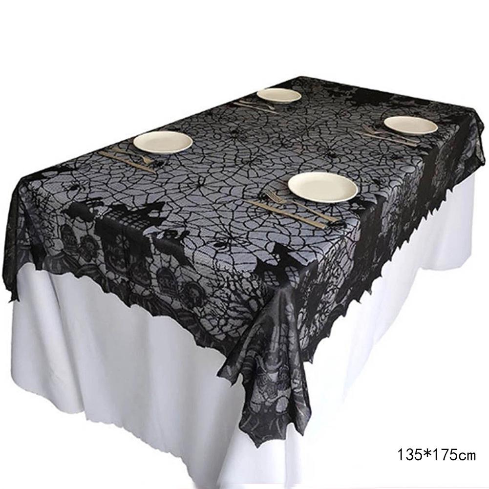 Black Lace Halloween Spiderweb Table Runner - European & American Style
