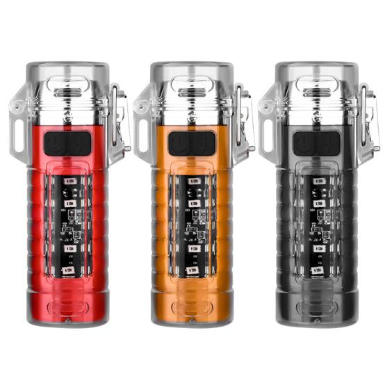 Multifunction Flashlight Life Waterproof Type-C Rechargeable Super Bright Portable Outdoor Fishing Hiking Camping Mini Igniter LED Torch