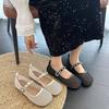 French Flat-bottomed Soft-soled Comfortable Beanie Shoes Women's 2025 Fashion New Mesh-like Soft-soled Versatile Mary Jane Shoes