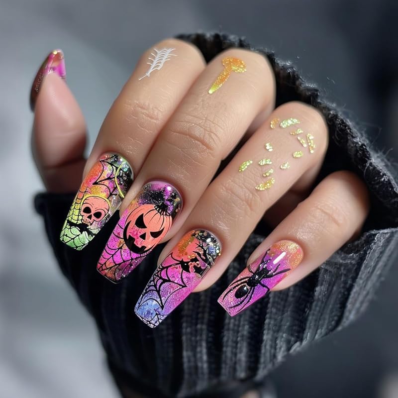 White French Tip Press on Nails Christmas Fake Nails Nude Almond Shaped Acrylic Stick on Nail Holly False Nails with Embossed Designs Medium Length A08