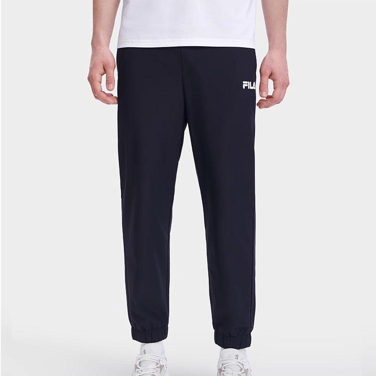 Fila Solid Color Logo Print Cuffed Loose Sports Casual Pants Men Bottoms Legendary-Blue F11M328605F-NV