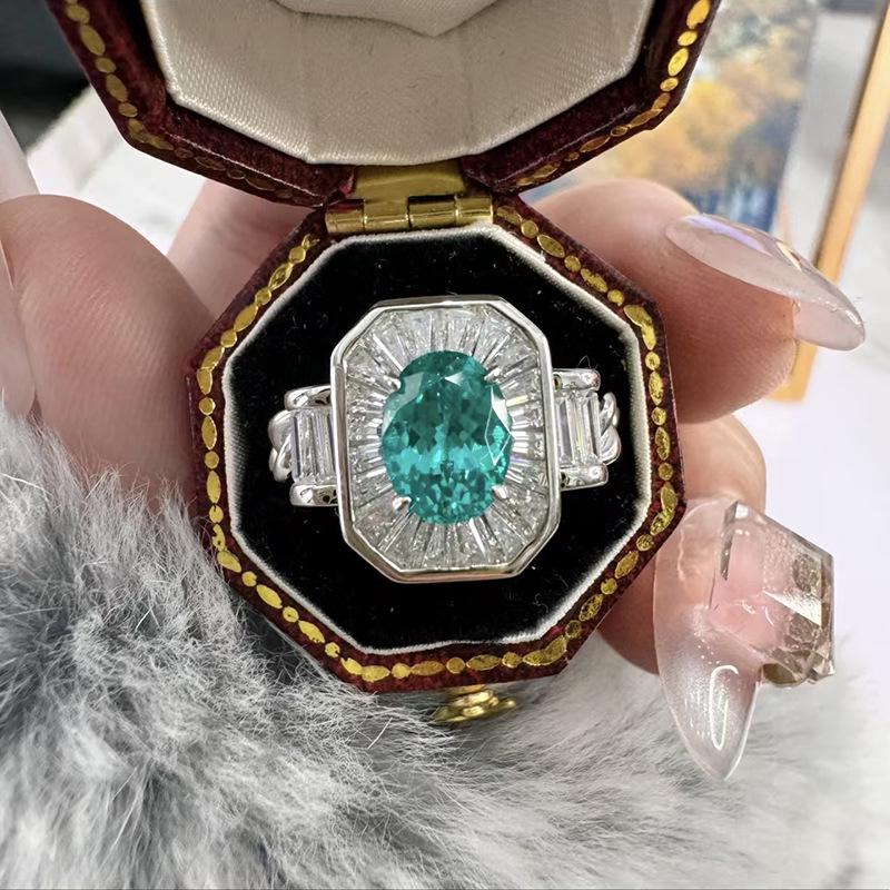 Zhuozhifan 925 Silver 1.5 Carat Paraiba Pigeon Egg Ring - Luxury Hot Seller