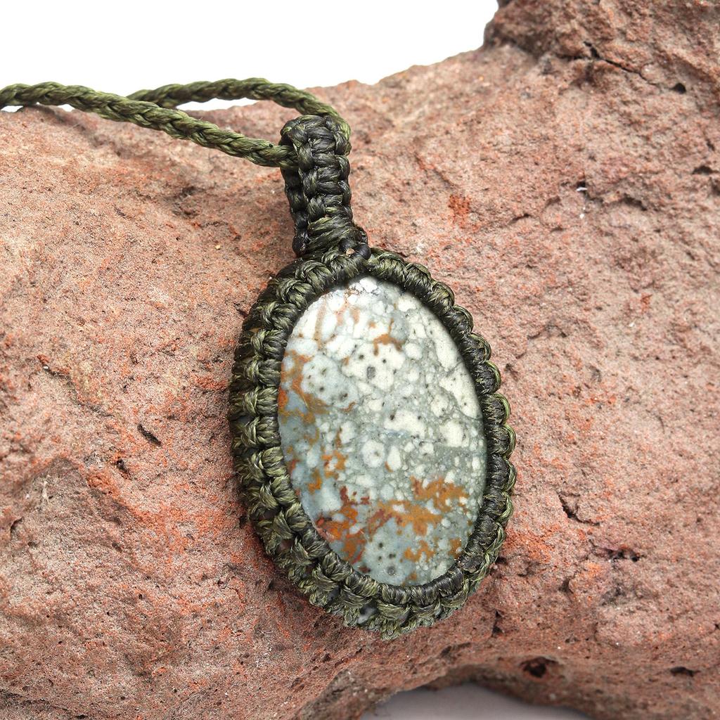 Jasper Macrame Handmade Necklace Gemstone Jewelry Thread 20-36''Ad Pendant