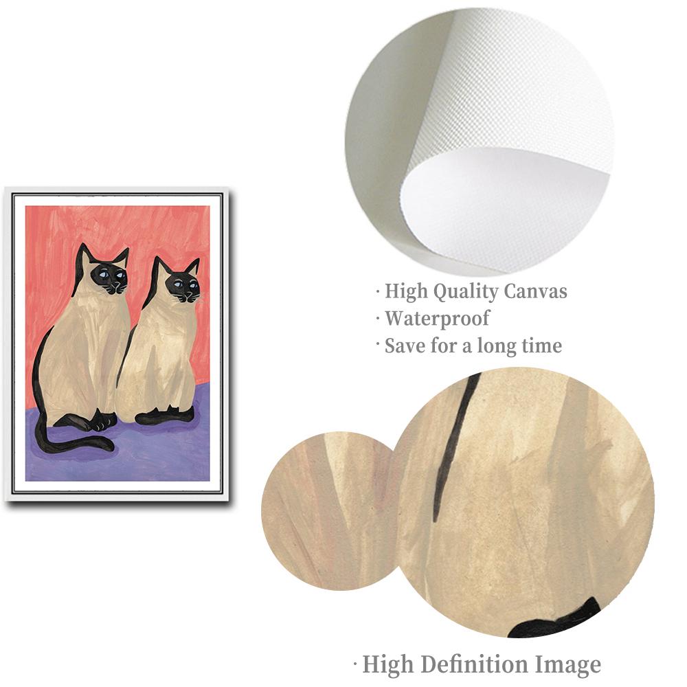 Plakát The Cats In The Bag Abstraktní nástěnná malba Malba na plátno Černá kočka Kreslené obrázky Tři psi na zeď Dětské domácí dekorace