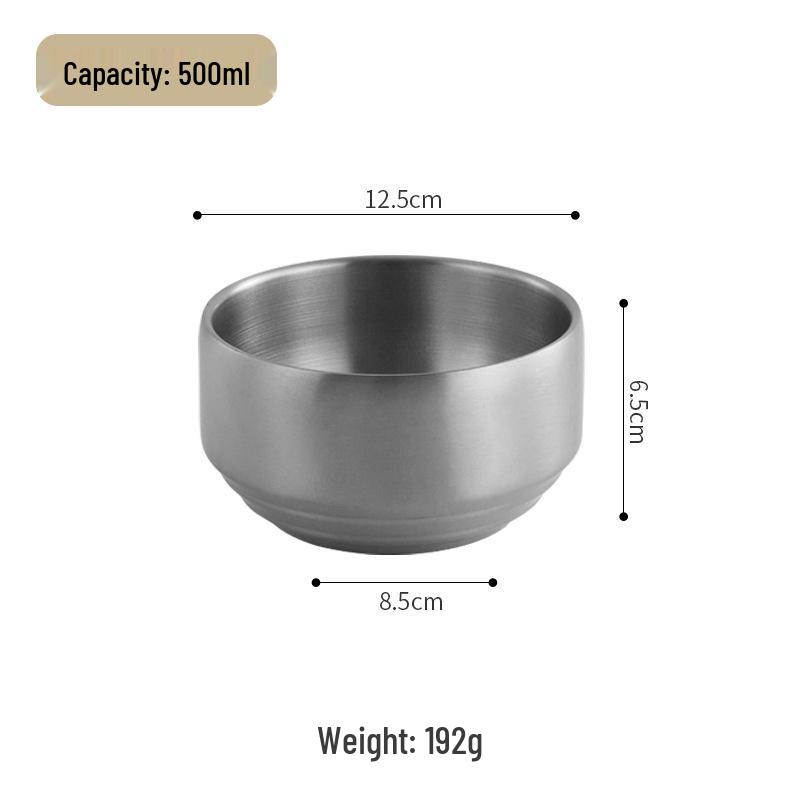 304 Stainless Steel Double-Layer Korean Rice and Soup Bowl with Lid for Kids