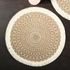 Eco-friendly round Japanese minimalist wind fringed placemat table mat coaster natural color jute modern minimalist