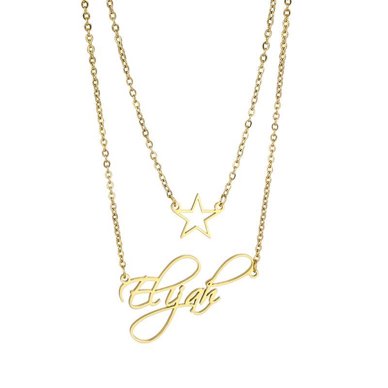 Fashion Stainless Steel Jewelry Heart and Name Pendant Necklace Custom Name Necklaces Set for Women Girls for Friend Gifts