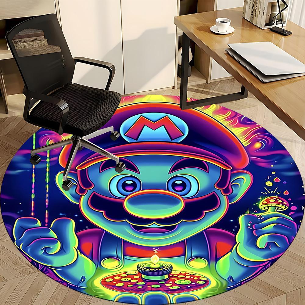 1pc Psychedelic Mario Office Round Area Rug, Under Office Chairs Bedroom Living Room Home Decor  a1022289
