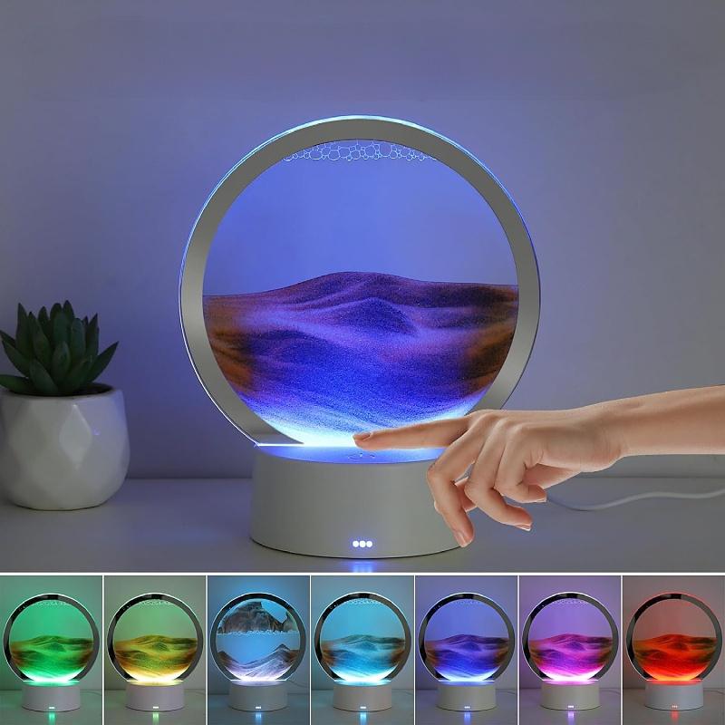 1Pack Dimmable 3D Dynamic Quicksand Lamp | Deep Sea Sandscape Art Night Light for Bedroom/Office, Decorative Bedside Table Lamp
