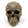Resin Craft Skull Head Golden Carving Halloween Party Decoration Skull Sculpture Ornaments Home Decoration Accessories