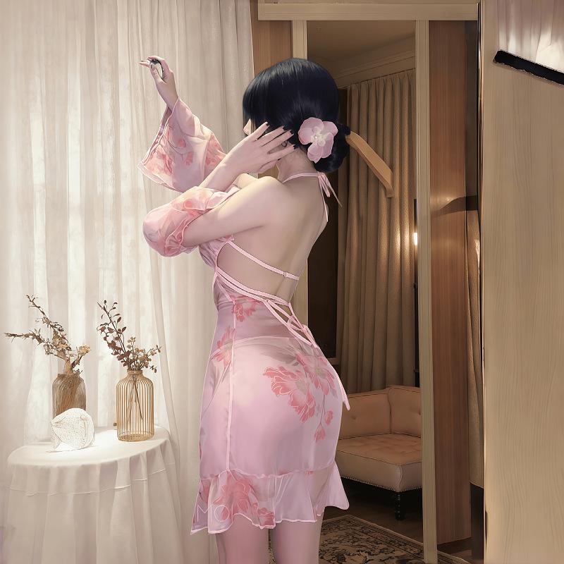 Sex underwear sexy pure desire transparent backless tube top nightdress split sex underwear free