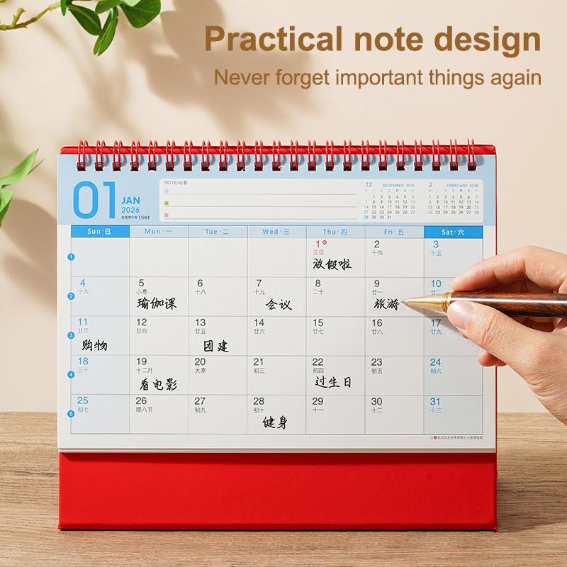 2026 Red Hollowed-Out Calendar Embossed Vintage Design Horse Year Table Calendar Chinese Style Souvenir Large-Sized Calendar
