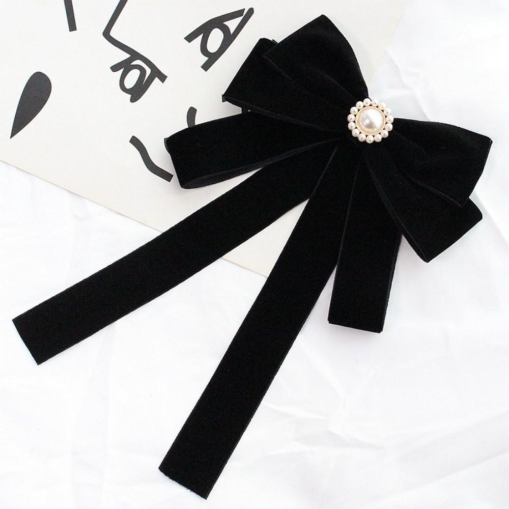 Velvet Black Ribbon Pin Beads Funerals Memorial Pin Simple Ribbon Badge Brooch  Men