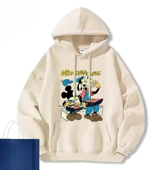 New 2025 American Vintage Disney Hoodie Women's Autumn and Winter Mickey Mouse Goofy Donald Duck Printed Couple Jacket Clothes