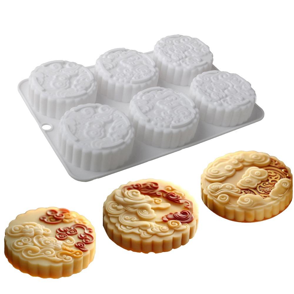 Silicone Auspicious Clouds Mooncake Mold 6 Cavities Mung Bean Cake Mold Soap Mold  Kitchen