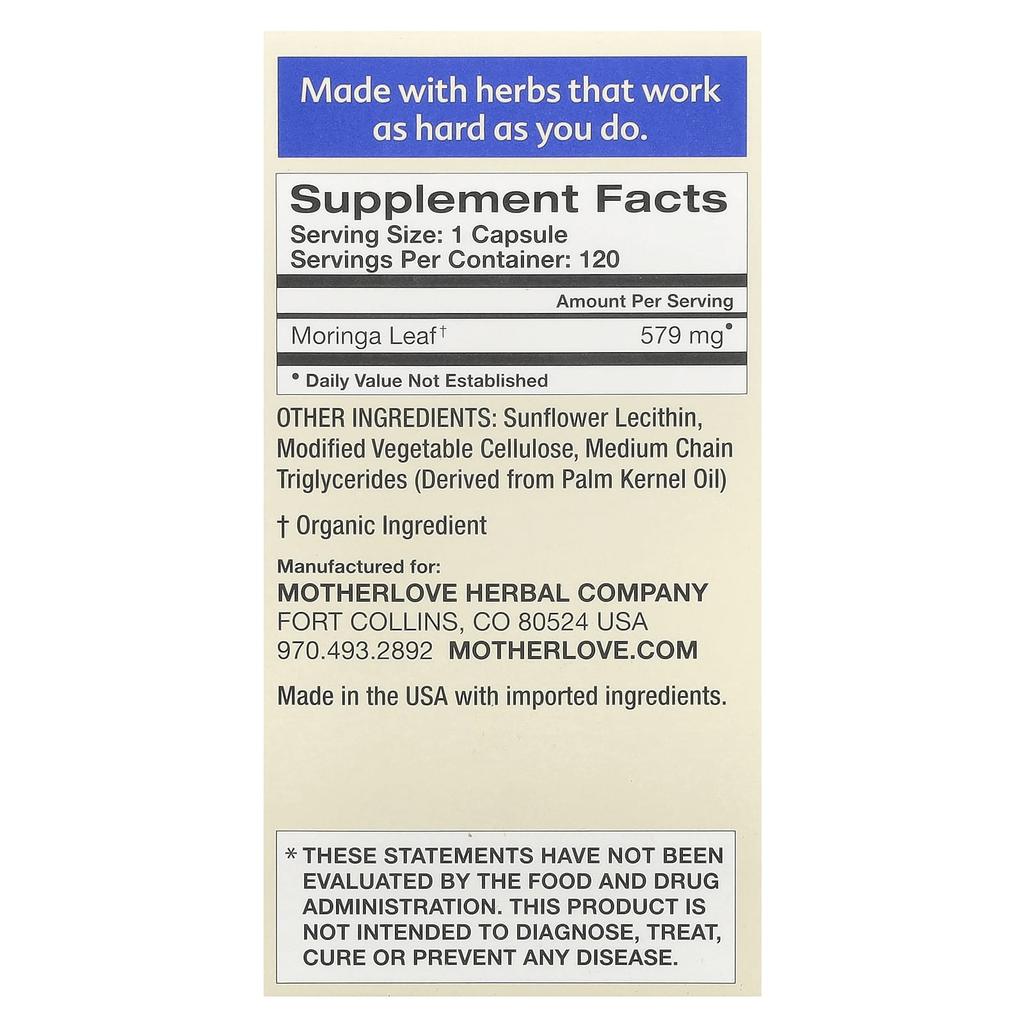 Breastfeeding, Moringa, Liquid Capsules 120 (579Mg Per Capsule)