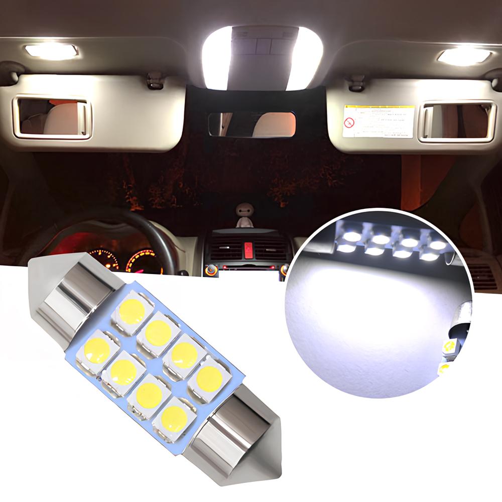 2pcs Interior Reading Light T10 31mm 39mm 41mm DC12V White 8SMD Door Dual Pointed Tail Trunk Lamp Dome Cars Waterproof Fog