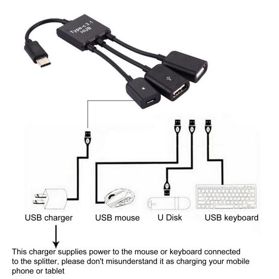 Adapter Cable Charging 1 to 3 Data Transmission Type-c to USB Converter Cable