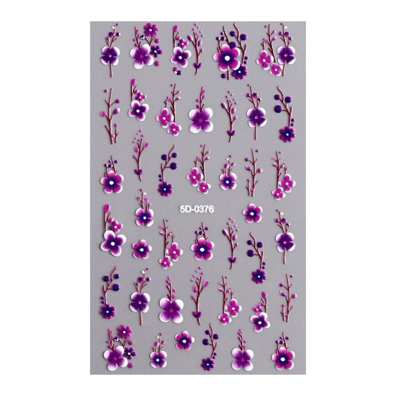 

Гарячі 5D наклейки для нігтів з тисненням троянди та кольорових квітів для дівчат