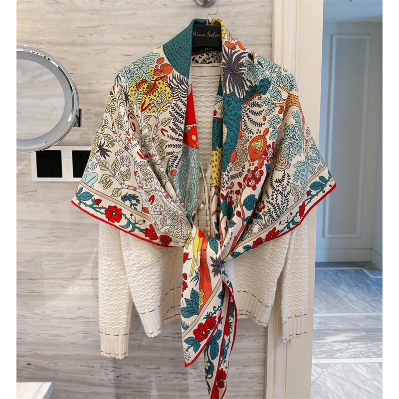 NINA SOLOR Silk-Wool Square Scarf