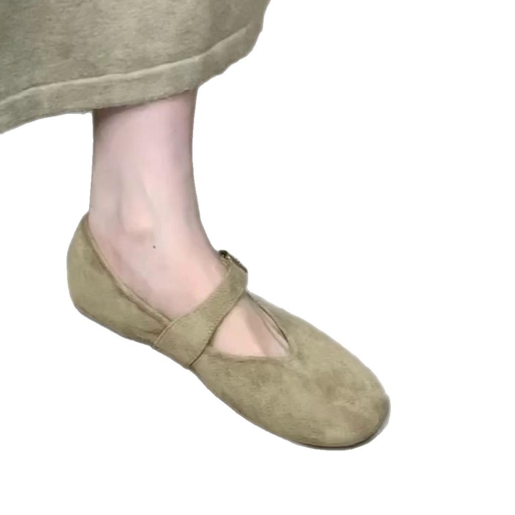Flat Shoes Women's 2025 New Autumn Skirt Mary Jane Single Shoes Flat Grandma Shoes One Pedal Doudou Shoes