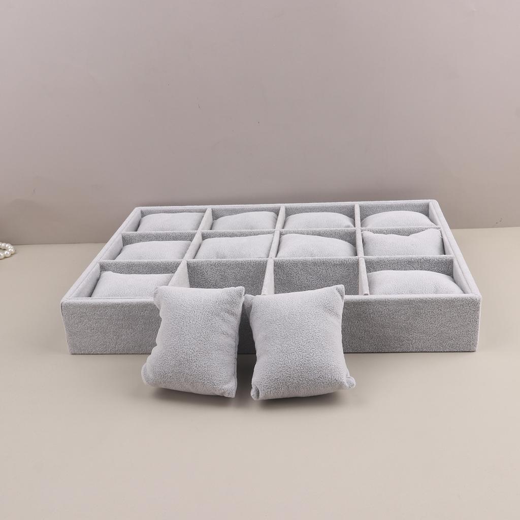 High Quality Luxury Velvet Jewelry Display Bracelet Watch Organizer Tray Bangle With Pillow Cushion