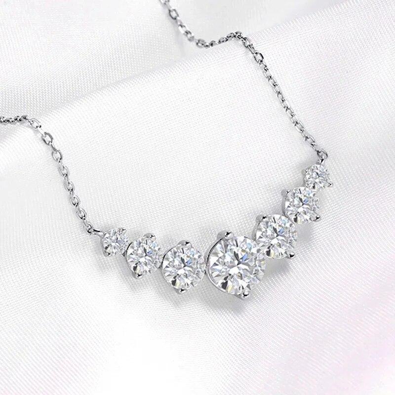 New 1.7-5CTTW All Moissanite Necklace for Women Smile Princesses Sparkling Diamond Pendant S925 Sterling Silver Plated PT950