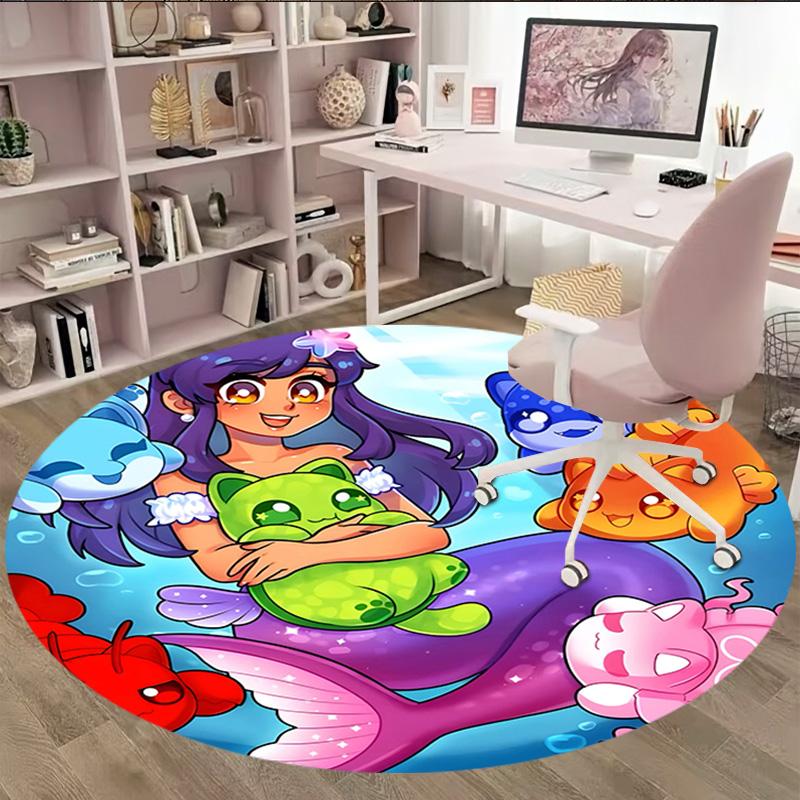 1pc Anime A-AphmauS Print Round Carpet Chair Round Carpet Suitable for Bedroom Living Room Home Decorative Carpet