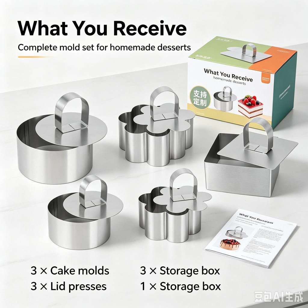 Lihe Stainless Steel Mousse Rings, Multi Shape Cookie & Cake Molds, Household DIY Baking Tools