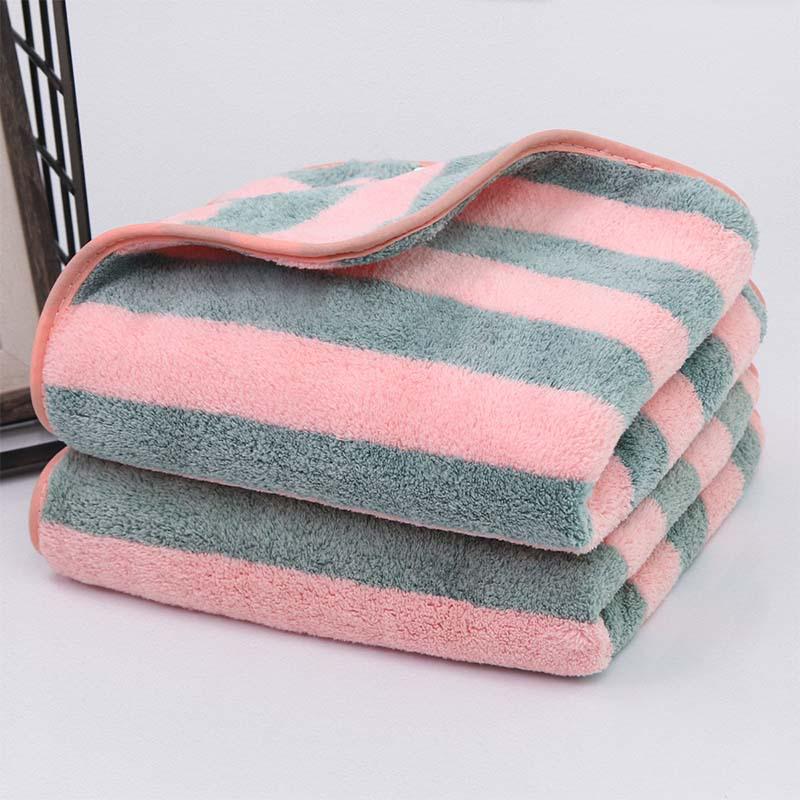 Soft High-Density Coral Fleece Towel - Absorbent, Thick Face & Hair Drying with Fresh 3D Floral Design