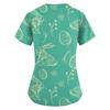Women's Fashion V-neck Short Sleeve Workwear With Pockets Easter Printed Tops
