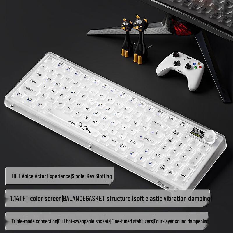 Qisha Transparent Tri-Mode Wireless Silent Mechanical Keyboard